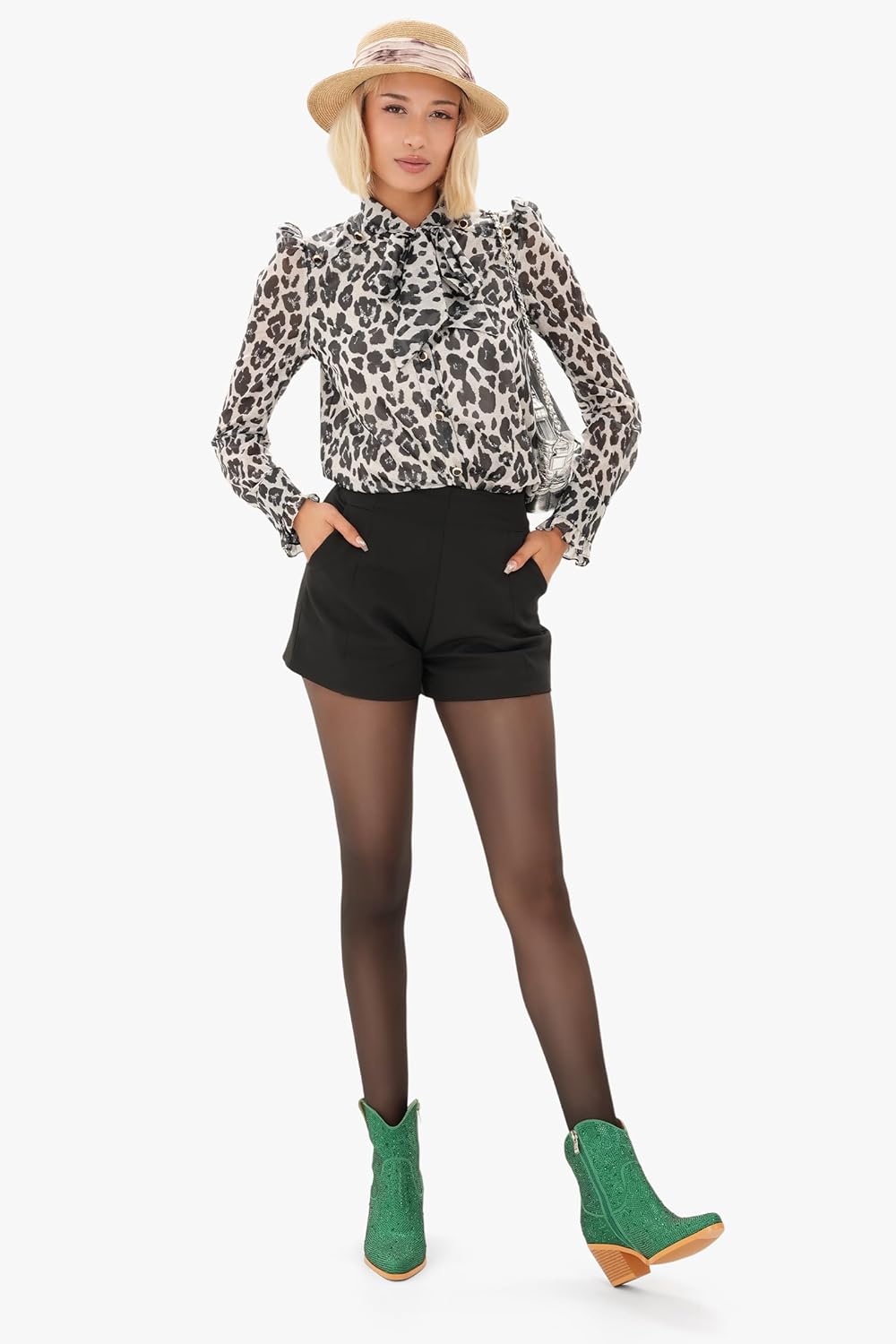 Oh Mispares Women's Sparkly Glitter Rhinestone Cowboy Ankle Boots Western Pointed Toe Low Block Heel Cowgirl Booties with Zipper