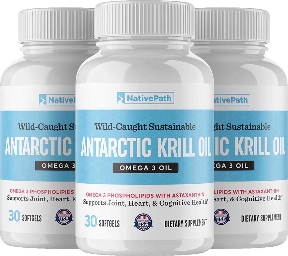 NativePath: Antarctic Krill Oil - Wild-Caught Sustainable Omega-3 Fatty Acids with EPA and DHA - 90-Day Supply - Joint, Heart, Brain Health and Immunity Support - Pure Formula, No Fishy Taste