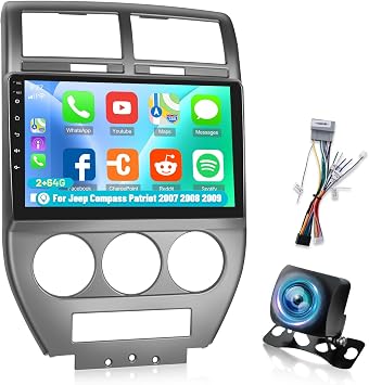 [2G+64G] Car Radio for Jeep Compass Patriot 2007 2008 2009, Android Touch Screen Patriot Stereo, Wireless Carplay/Android Auto/Bluetooth/WiFi