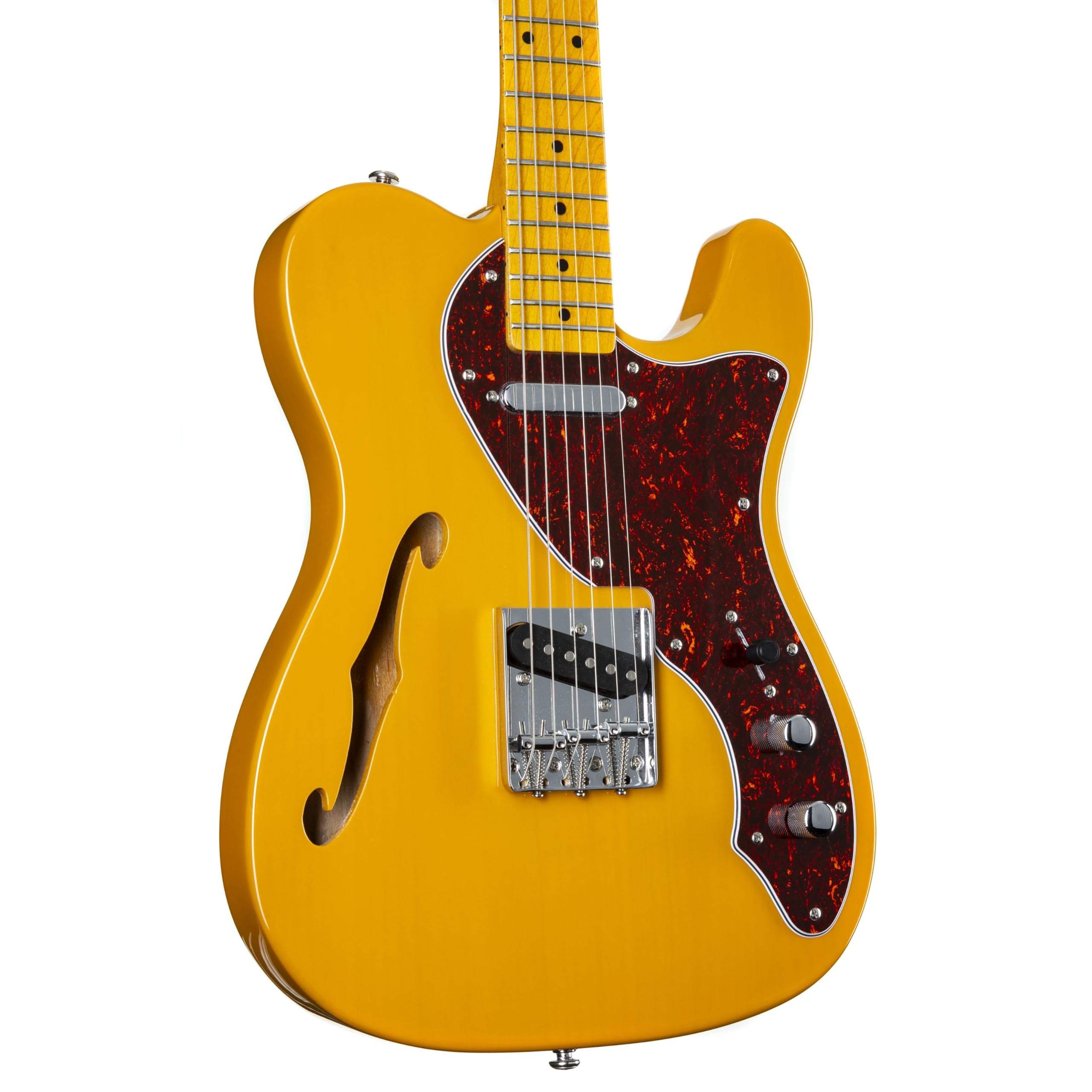 J&D TL Thinline Electric Guitar, Butterscotch Blonde, T-Style