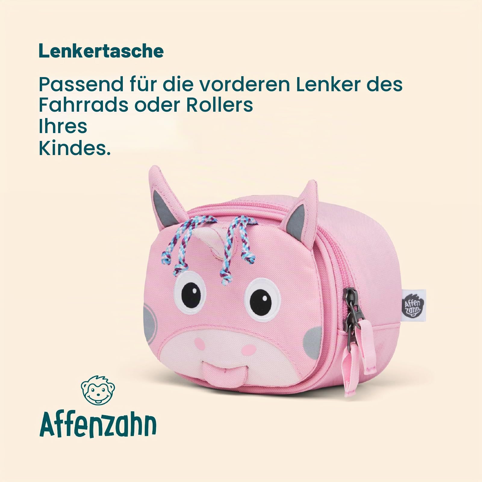 Affenzahn Handlebar Bag with Holder for Bicycle, Scooter and Balance Bike Unicorn