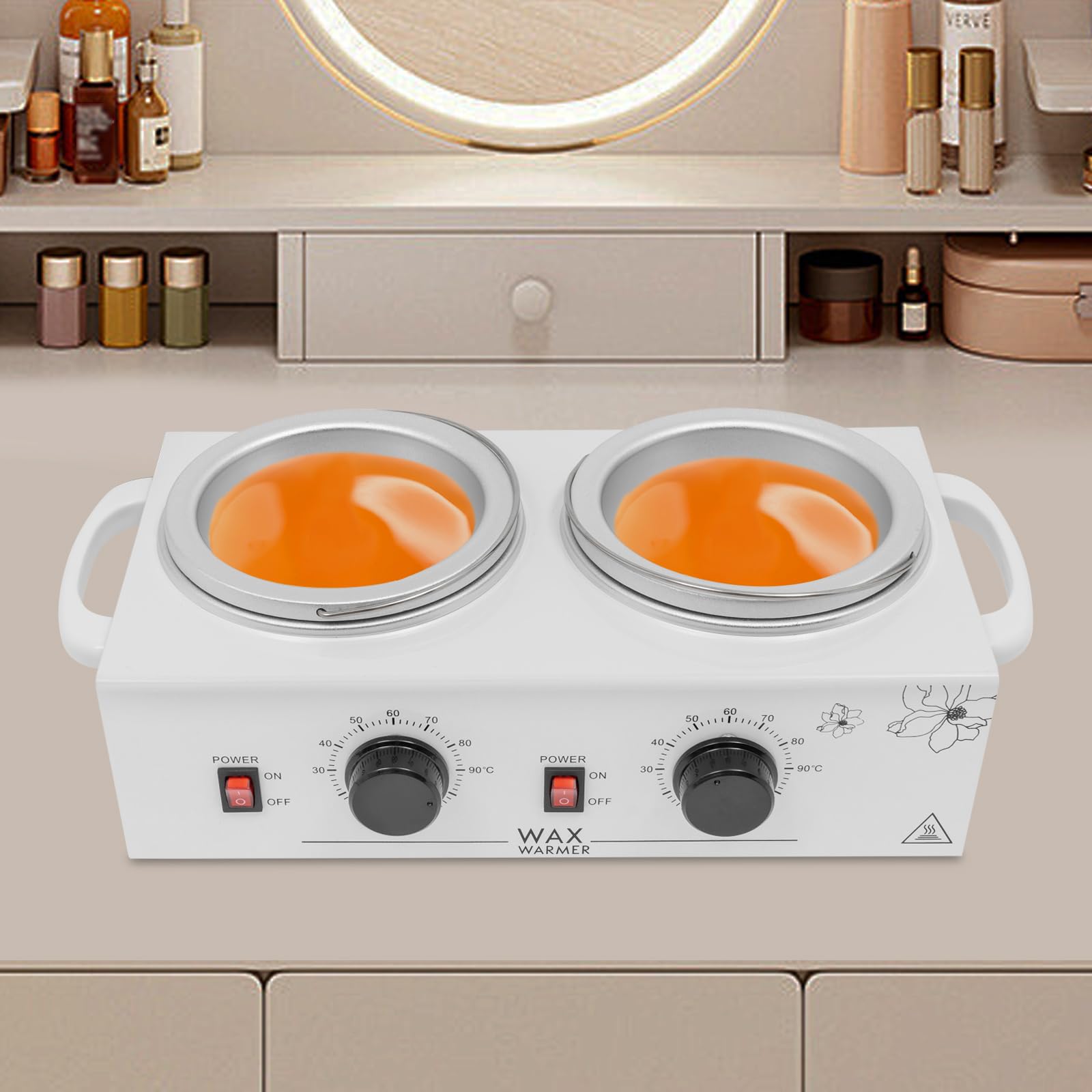 Calentador de Cera Eléctrico Para Depilación Profesional 500ml Doble Olla 200W Maquina de Cera Caliente para Depilar Cera Caliente Depilacion para Particulares, Salones Belleza, Uñas