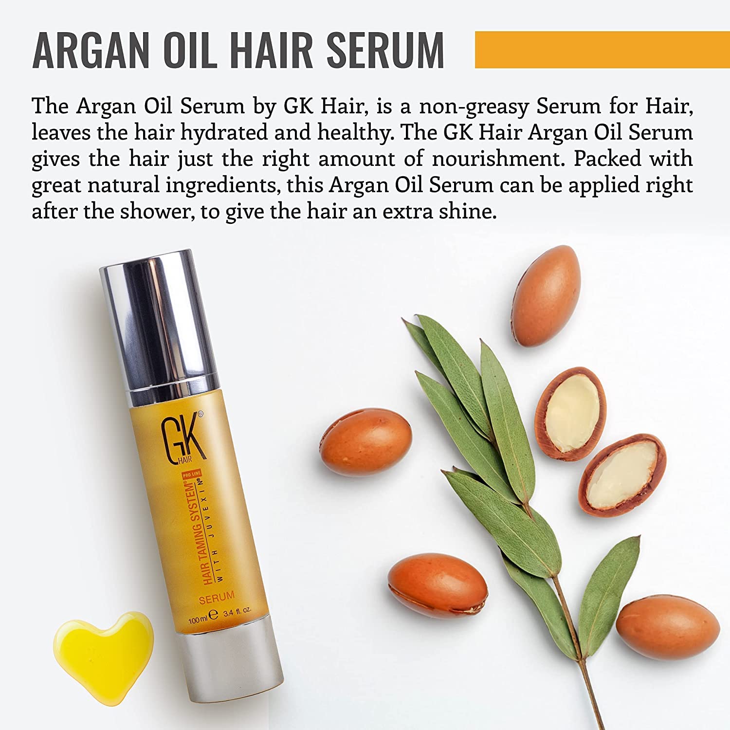 GK HAIR Global Keratin Arganöl Haarserum 50ml - Professionelle Brasilianische Keratinbehandlung 100ml - Komplex-Blowout & Bio-Serum zum Glätten