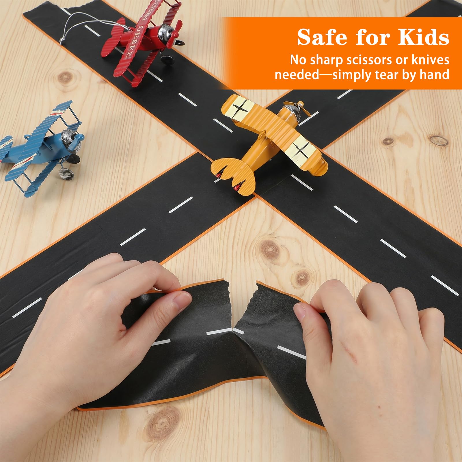 Cinta de carretera de 32.8 pies x 3 pulgadas para coches de juguete, cinta de carretera para niños, 2 rollos de cintas de carretera con curvas para pista de carreras para niños, fiesta de cumpleaños