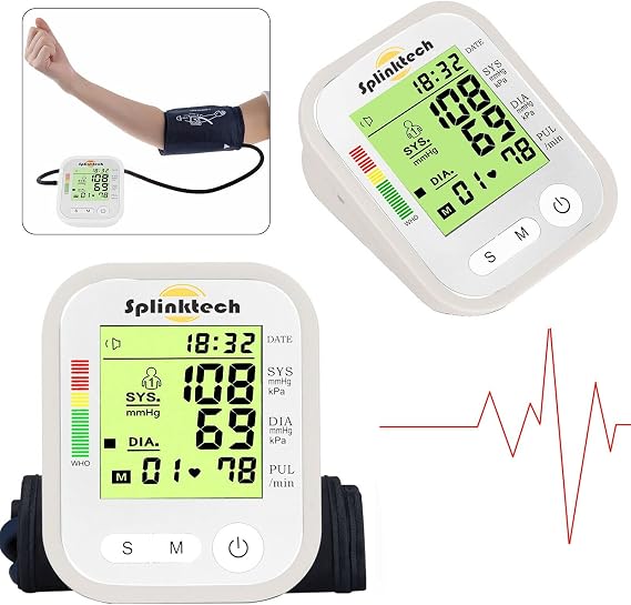 شاشة ضغط الدم مع الكشف عن معدل النبض - شاشة Lcd كبيرة - تتضمن مجموعة الكفة Bp لمحيط الذراع من 22-32 سم - شاشات ضغط الدم الدقيقة للاستخدام المنزلي (أبيض)