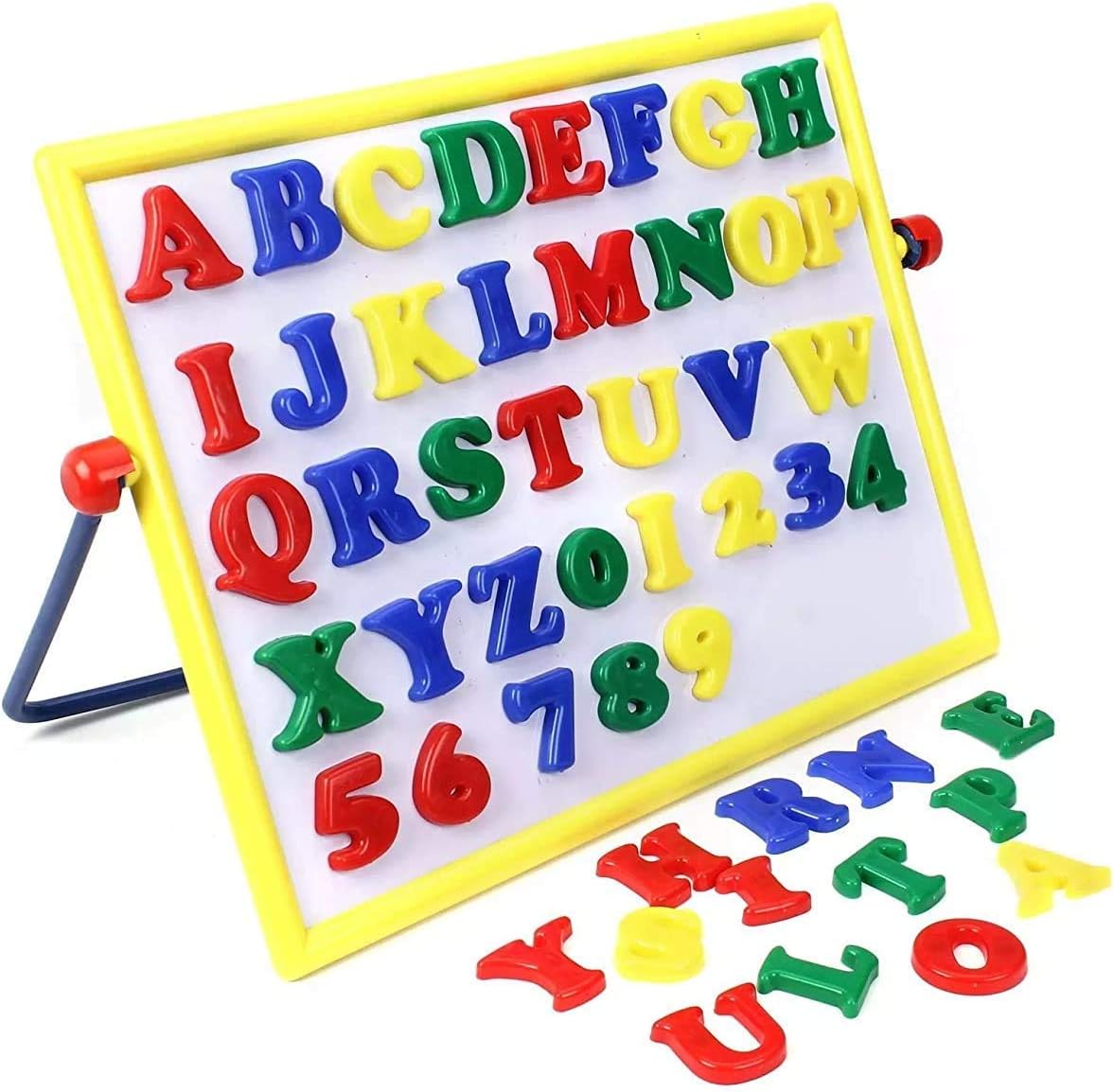 Tejisha Mart Alpha Numeric Board 2 in 1 Magnetic Learning Board with Magnetic Alphabets and Numbers for Kids (Multi Color)