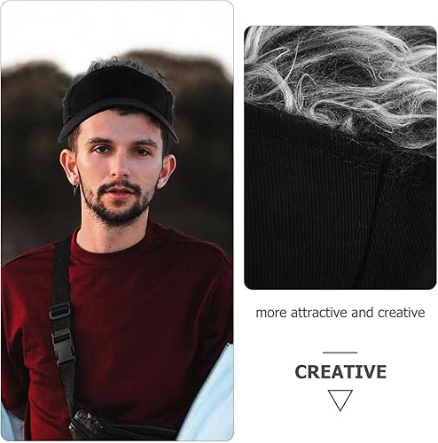 Miniatura 4 de Gatuida Gorra de béisbol unisex ajustable con visera de pelo con puntas plateadas, peluca de pico gris plateado, fiesta de cosplay, Gris plateado