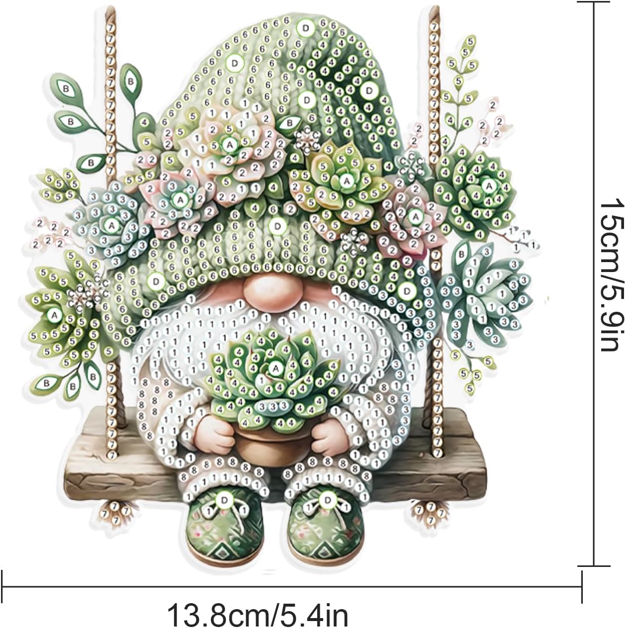 JISHSHAY Diamond Painting Pendant DIY Gnome Dwarf Art Wind Chimes Special Shaped Crystal Suncatcher Garden Ornaments image 2