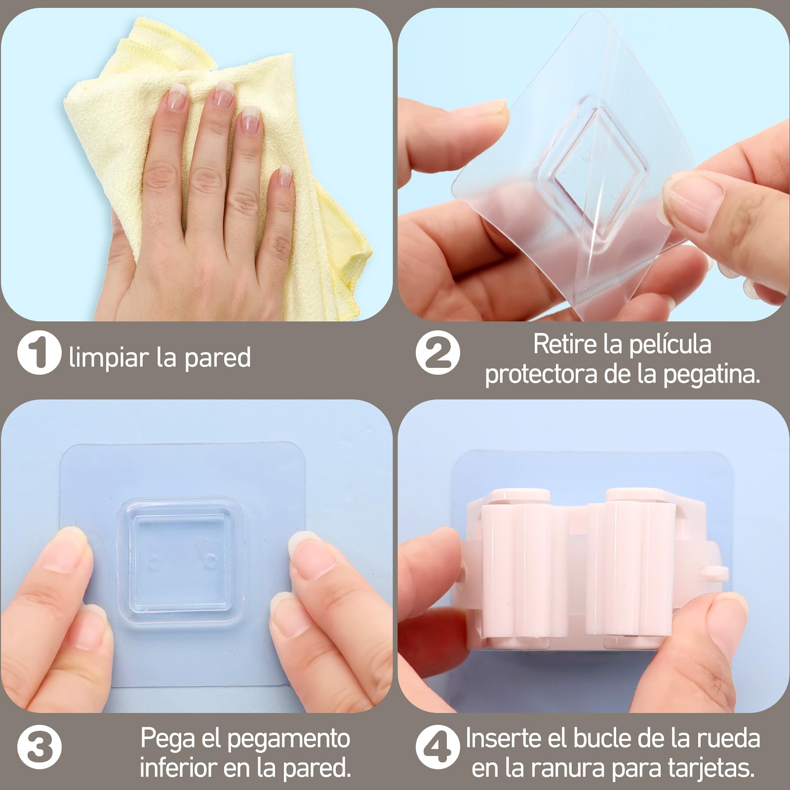 XIANGLONGY 10 Piezas Soporte Escobas Pared, Colgador Escoba y Fregonas Sin Perforar, Adhesivos Ganchos para Colgar Escobas, Organizador Soporte de Escobas para Baño Cocina Comedor Garaje