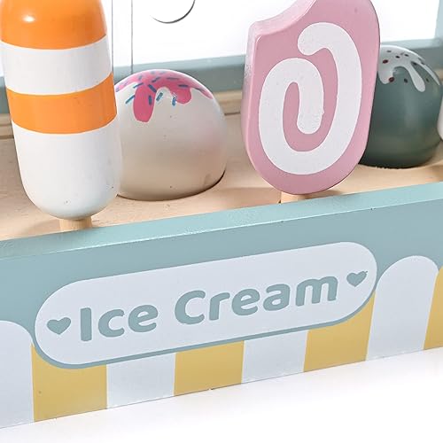 Miniatura 3 de MONT PLEASANT Juego de juguetes de helado de madera accesorios de cocina para niños juguetes de madera para niños perfectos para regalo de