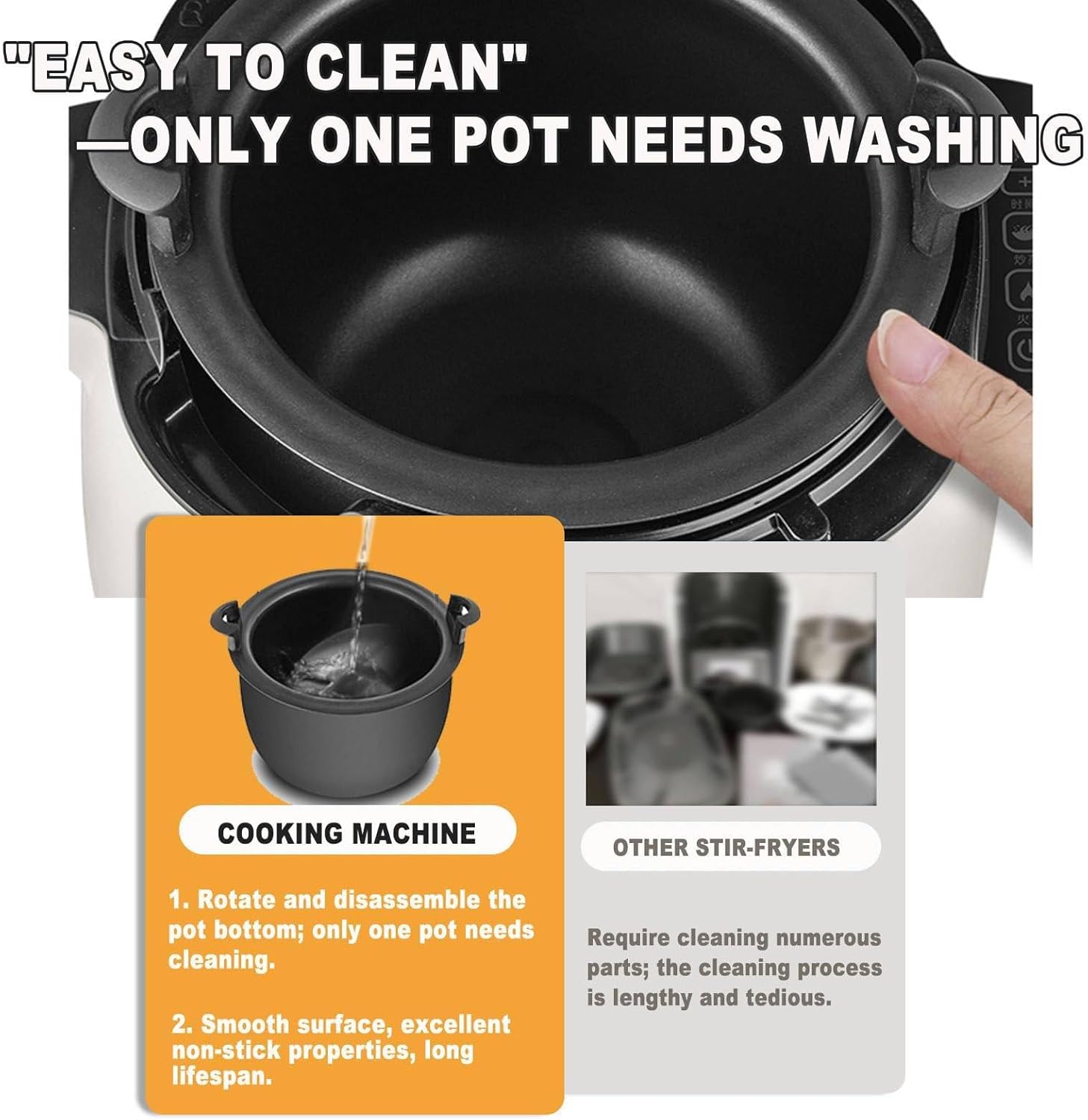 6L Full Automatic Stir-Fry Machine, 2000W Multifunctional Cooking Wok, Automatic Fried Rice, One-Click Smart Start, Three Speed Adjustable, 360° Rotation