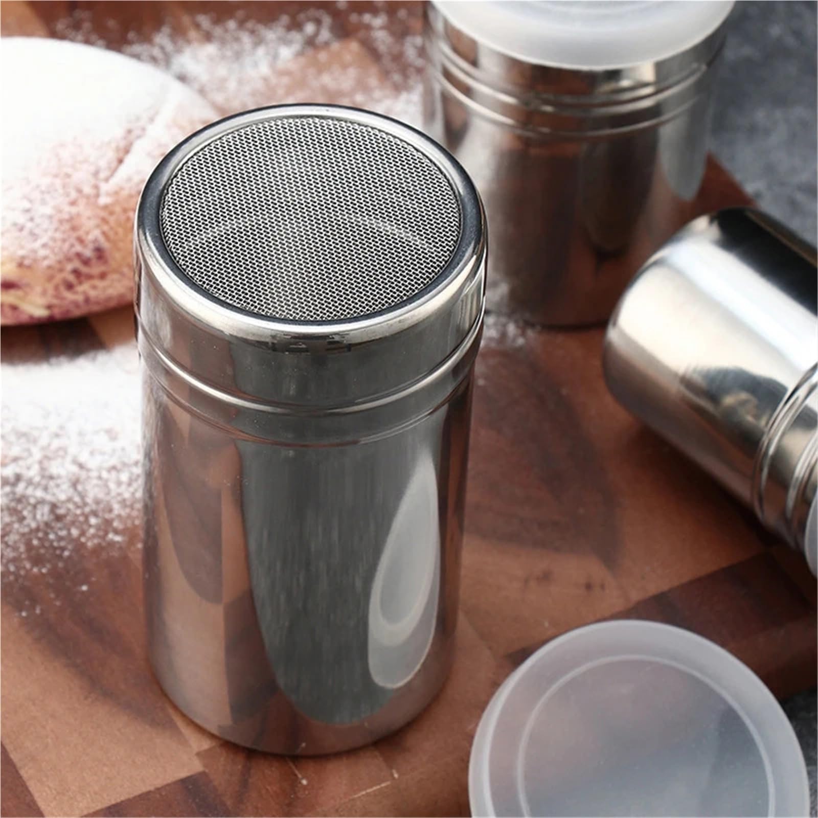 4 aspersores de Acero Inoxidable para Casa | Suposición de la botella del condimento del tarro de la gasa del azúcar for el plumero del polvo del café(M)