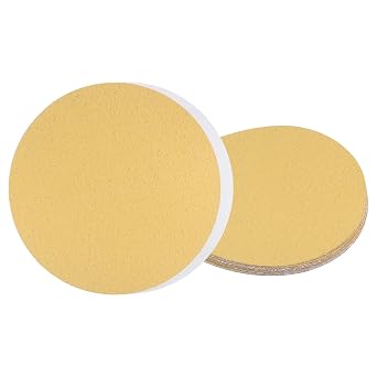10pcs PSA Sanding Discs - [8 Inch x 60 Grit] Non-Hole Self Adhesive Sticky-Back Gold Sandpaper Discs for Automotive Car Paint Use, Aluminum Oxide, Zirconia, Round