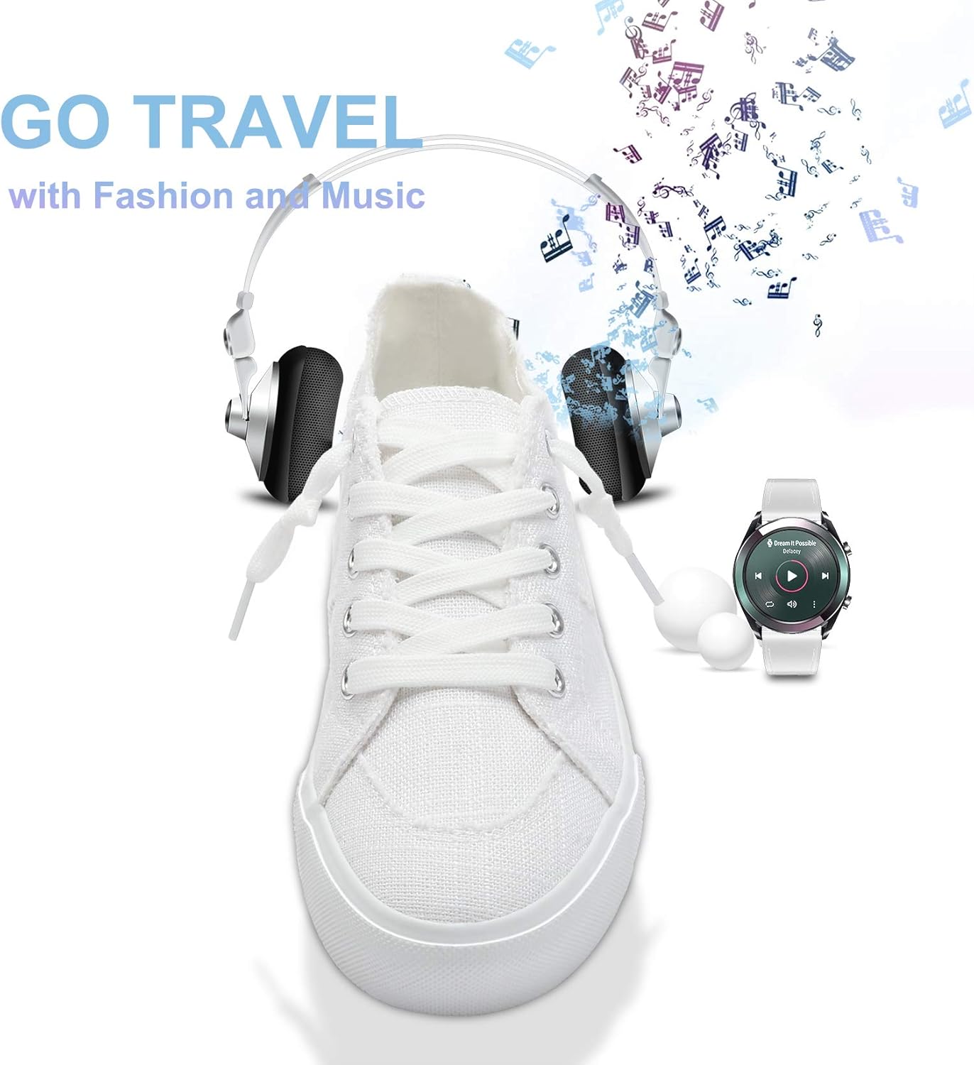 Obtaom Women's Play Fashion Sneaker White Color Washed and Leopard Canvas Slip on Shoes - Image 5