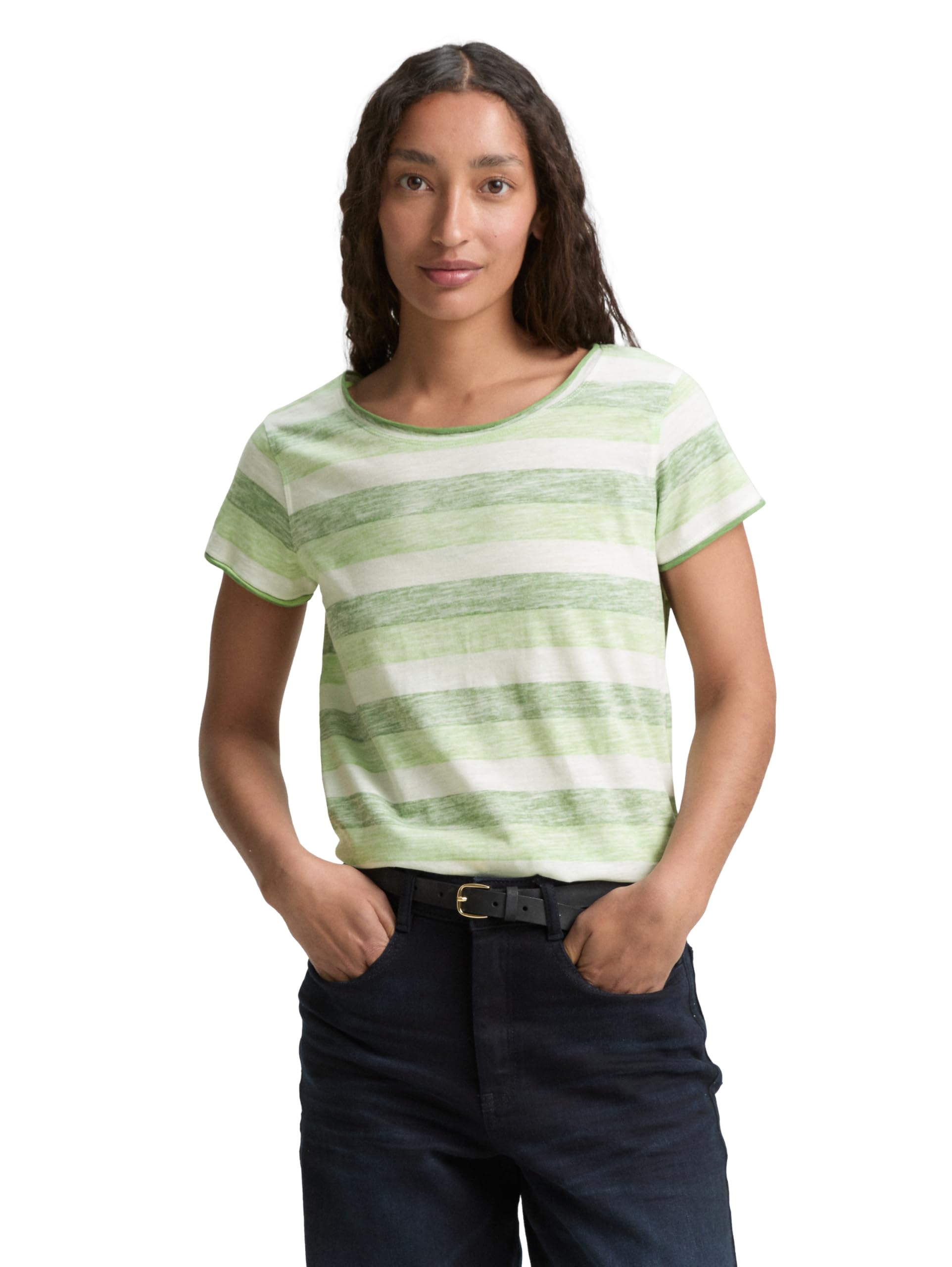 Tom Tailor Damen T-Shirt mit Rundhalsausschnitt