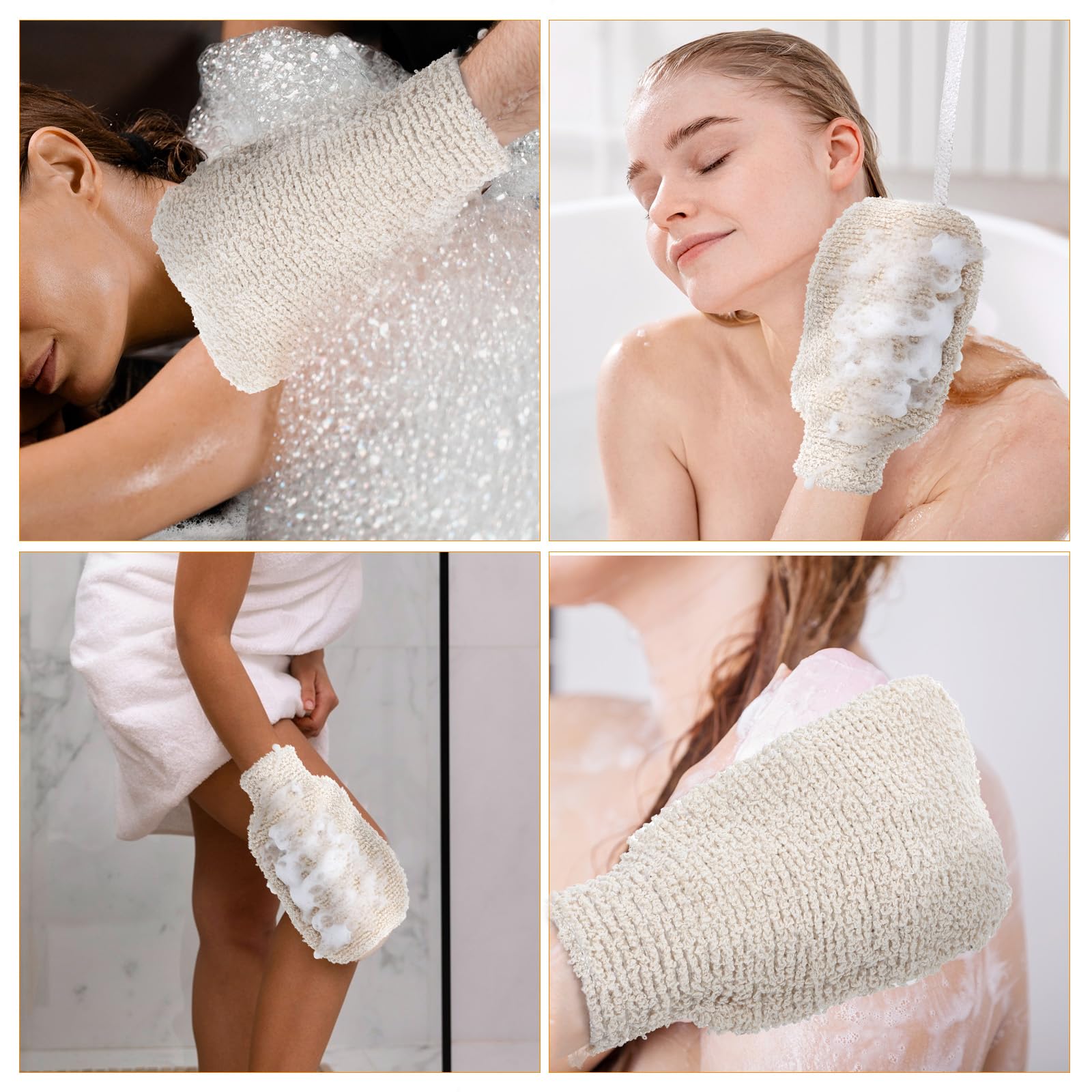Ouligay 2 sztuki rękawiczek do peelingu ciała, rękawiczki do peelingu, lniane rękawiczki do peelingu, do ciała, prysznica, peelingu, narzędzia dla mężczyzn, kobiet, dzieci