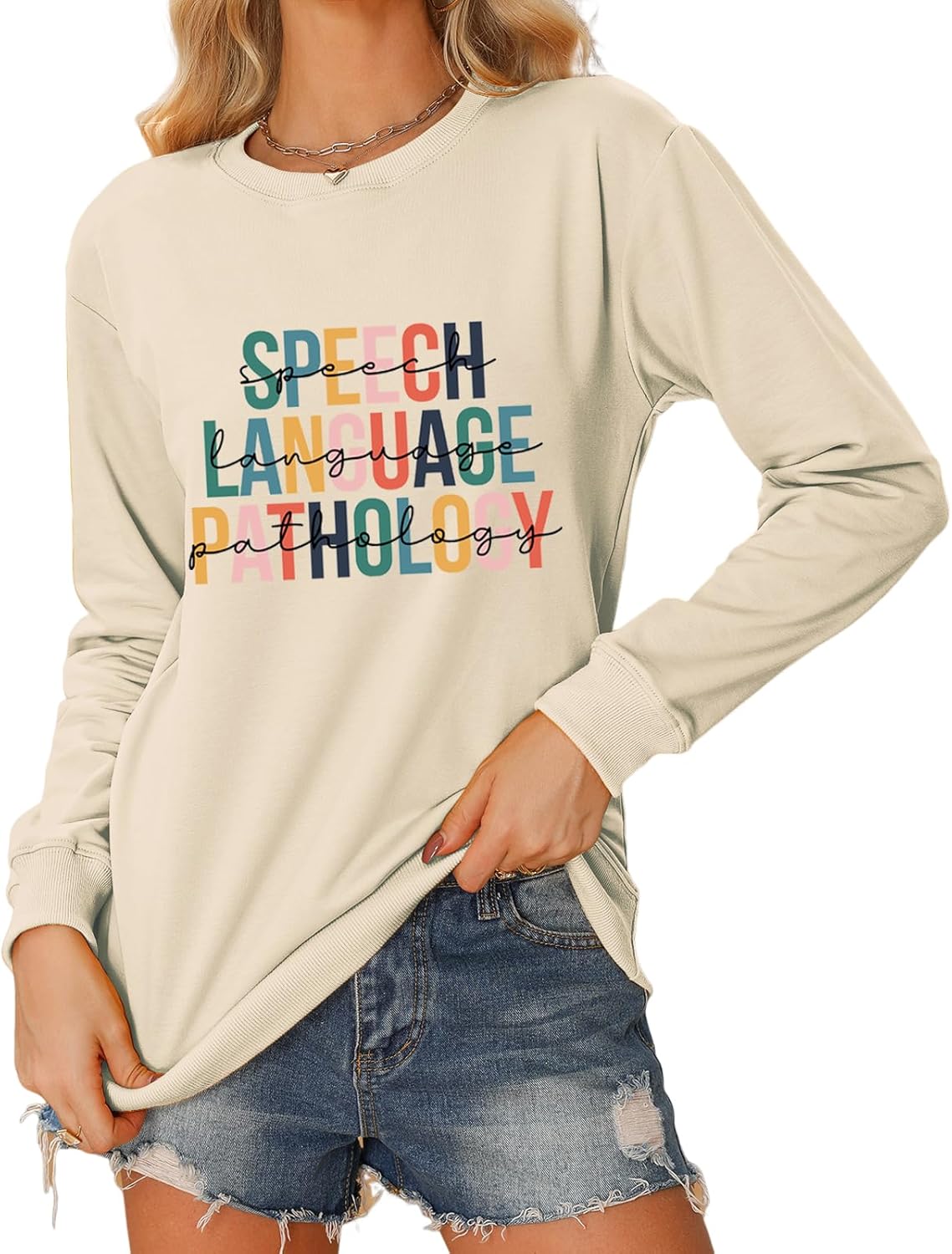 Speech Therapy Sweatshirt, Women's Speech Therapy Shirt, Language Pathologist Gift Long Sleeve Pullover - Image 2