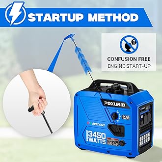 POXURIO 3450-Watt Dual Fuel Inverter Generator for Home Use, 1.6Gallon Large Fuel Tank Up to 8.3 Hours Use, 120V Gas Powered Generator Super Quiet - EPA Compliant