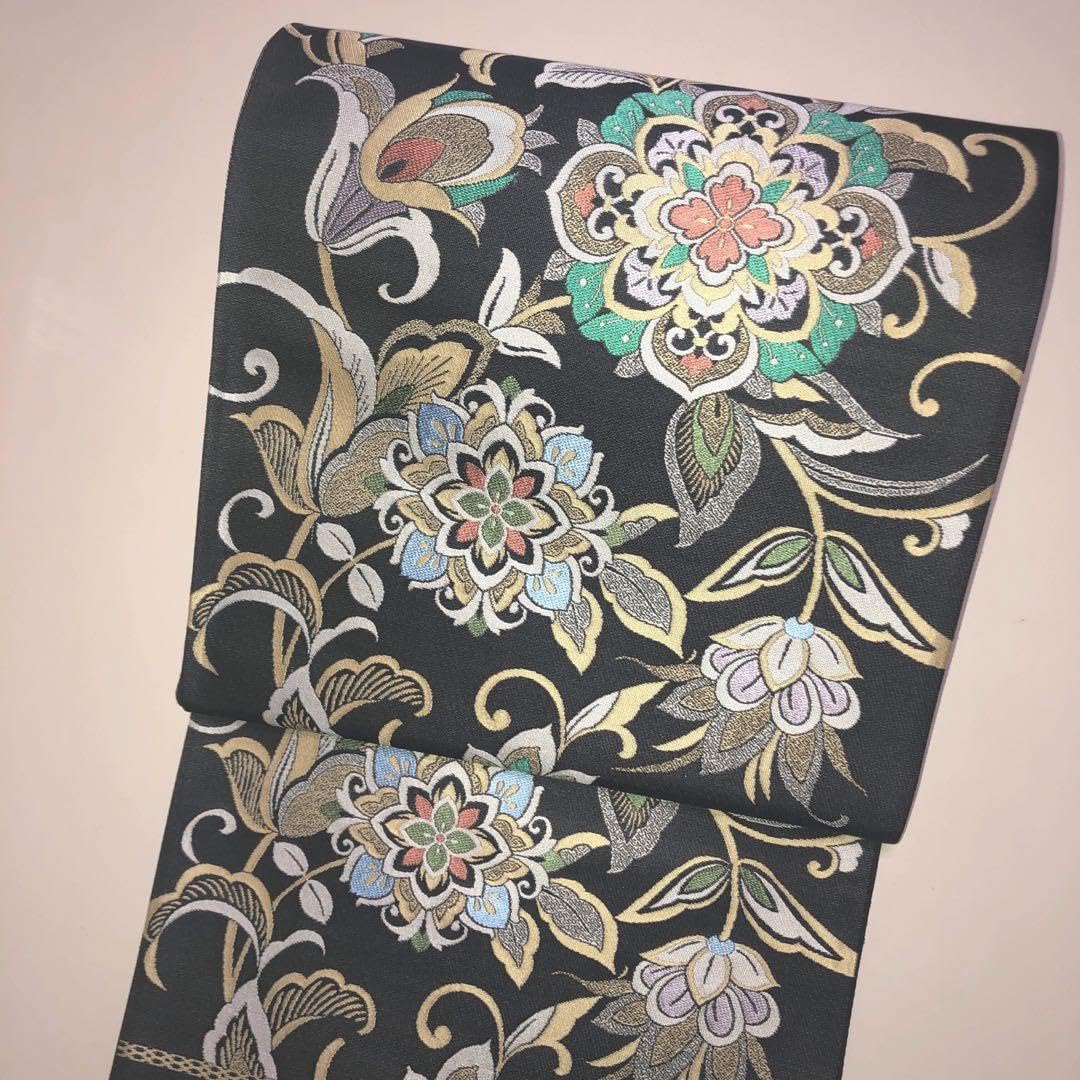 西陣織袋帯未仕立品（株）大光 銀箔引地華文更紗 芯入仕立代込 新品