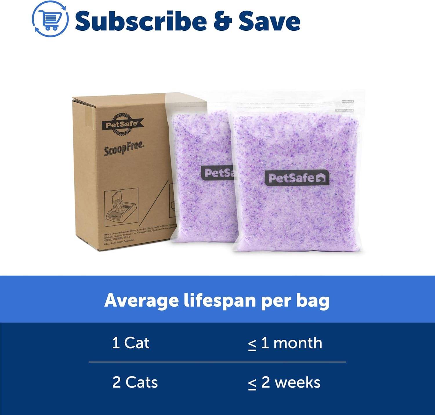 PetSafe ScoopFree Premium Crystal Cat Litter - Outperforms Clay Litter - Refill Packs - Reusable Tray Compatible - Lavender Scent - 4.3 lb Bags - 2 Pack