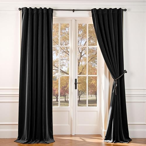 Miniatura 66 de Lazzzy Cortinas Opacas de Terciopelo con Aislamiento Térmico para Ventanas de Habitación, Cortinas de Lujo Súper Suaves para Sala de Estar, Salvia