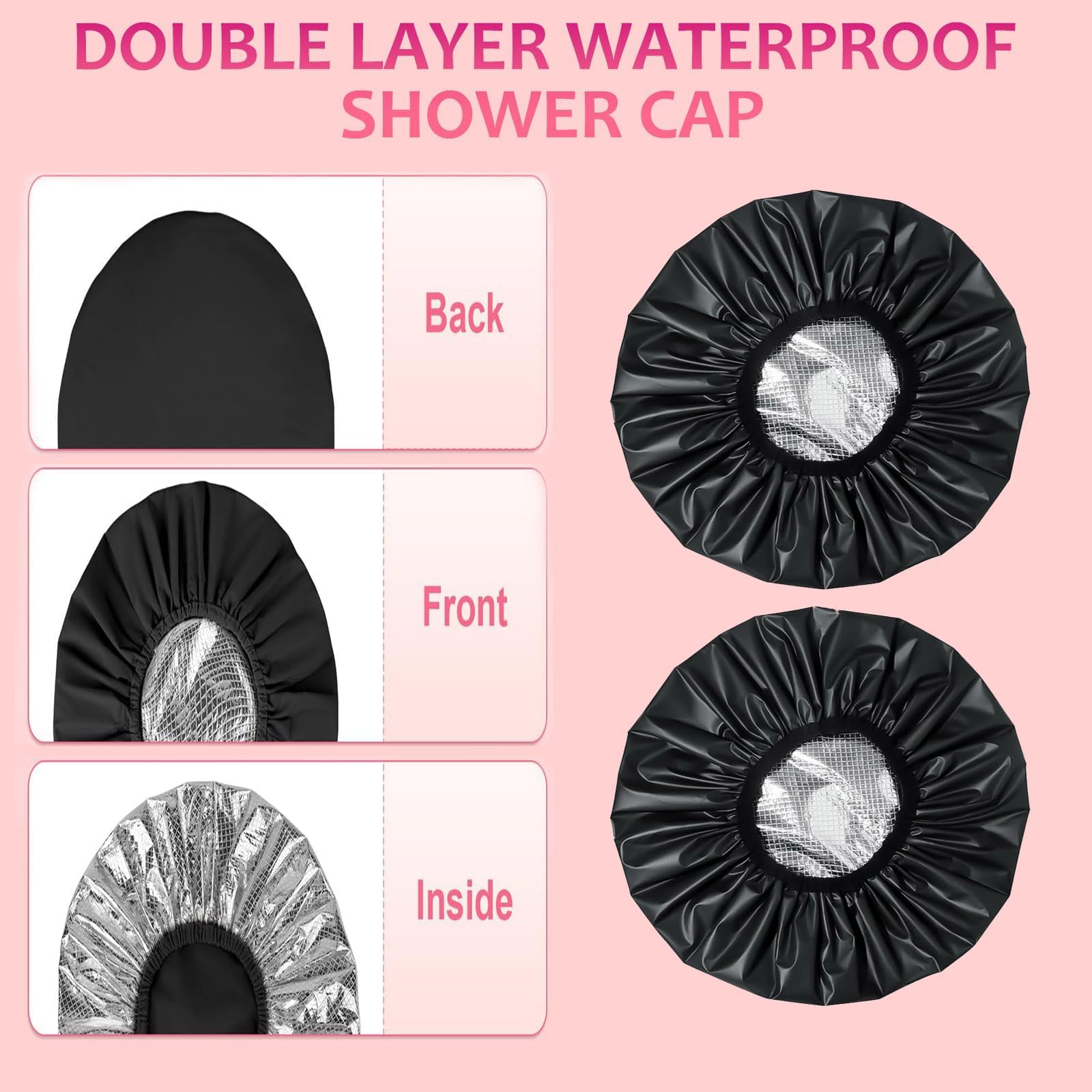 JOOTUEPO 2 Pack Tin Foil Hair Heat Cap, Heat Caps Deep Conditioning Hair Caps, Double Layer Hot Oil Hair Treatment Heat Caps - Image 4