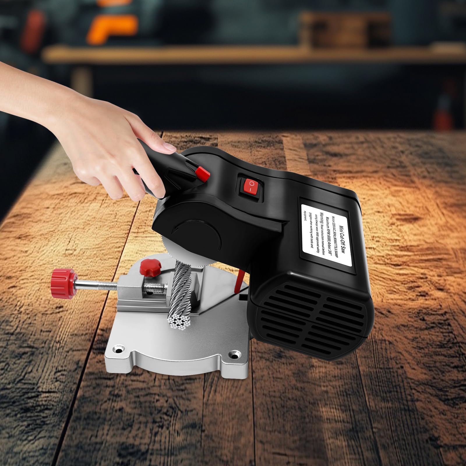 Sega da traforo da 90 W, seghetto alternativo professionale, seghetto alternativo elettrico da tavolo con angolo regolabile (0-45°), sega elettrica per legno e metallo, 6000 giri/min