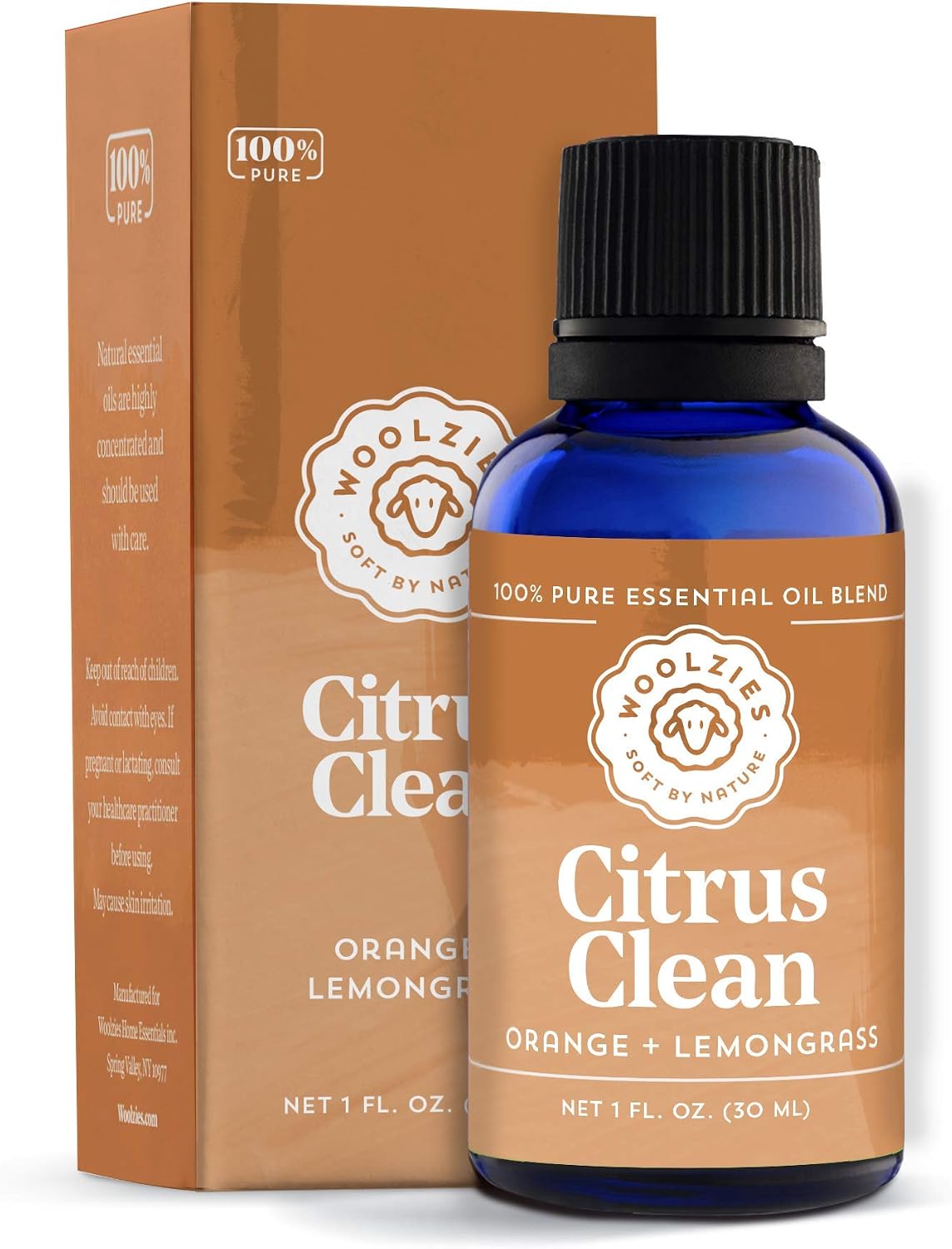 Woolzies 100% Pure & Natural Citrus Clean Essential Oil Blend |Orange & Lemongrass Therapeutic Grade | Use with Wool Dryer Balls or Oil Diffuser 1 Fl OZ