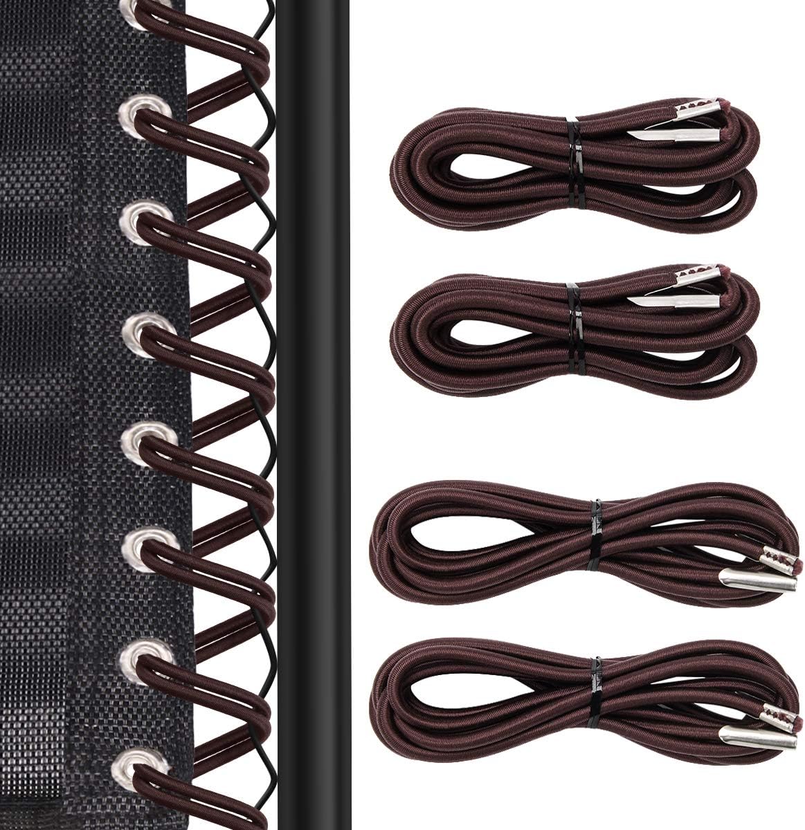 COITEK 4PCS Replacement Cord for Zero Gravity Chair, Universal Elastic Repair Cord for Recliners Replacement Laces Rope for Lounge, Bungee Beach Chair (Brown)