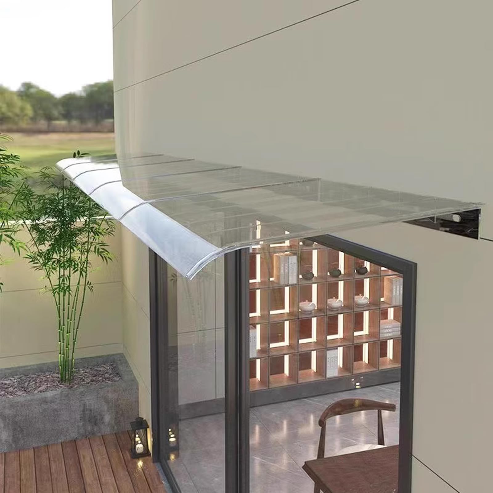 Zlovne Transparent Door Awning,Front Door Canopy Outdoor Awning,Window Rain Roof Cover With Polycarbonate Roofing Sheets Door Porch Canopy,Outdoor Garden Canopy Snow And Winds Protection (40X160cm/16"X63")