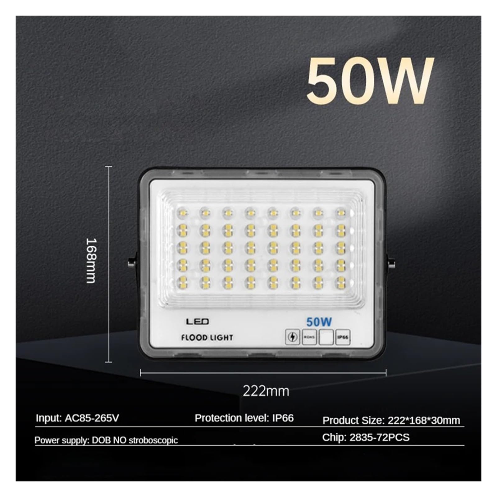 Zewnętrzny reflektor LED 110V-220V Super jasny L E D Oświetlenie przemysłowe 50W 100W 200W E + D Światło przeciwpowodziowe IP66 Zewnętrzne oświetlenie garażowe do magazynu ściana wodoodporna