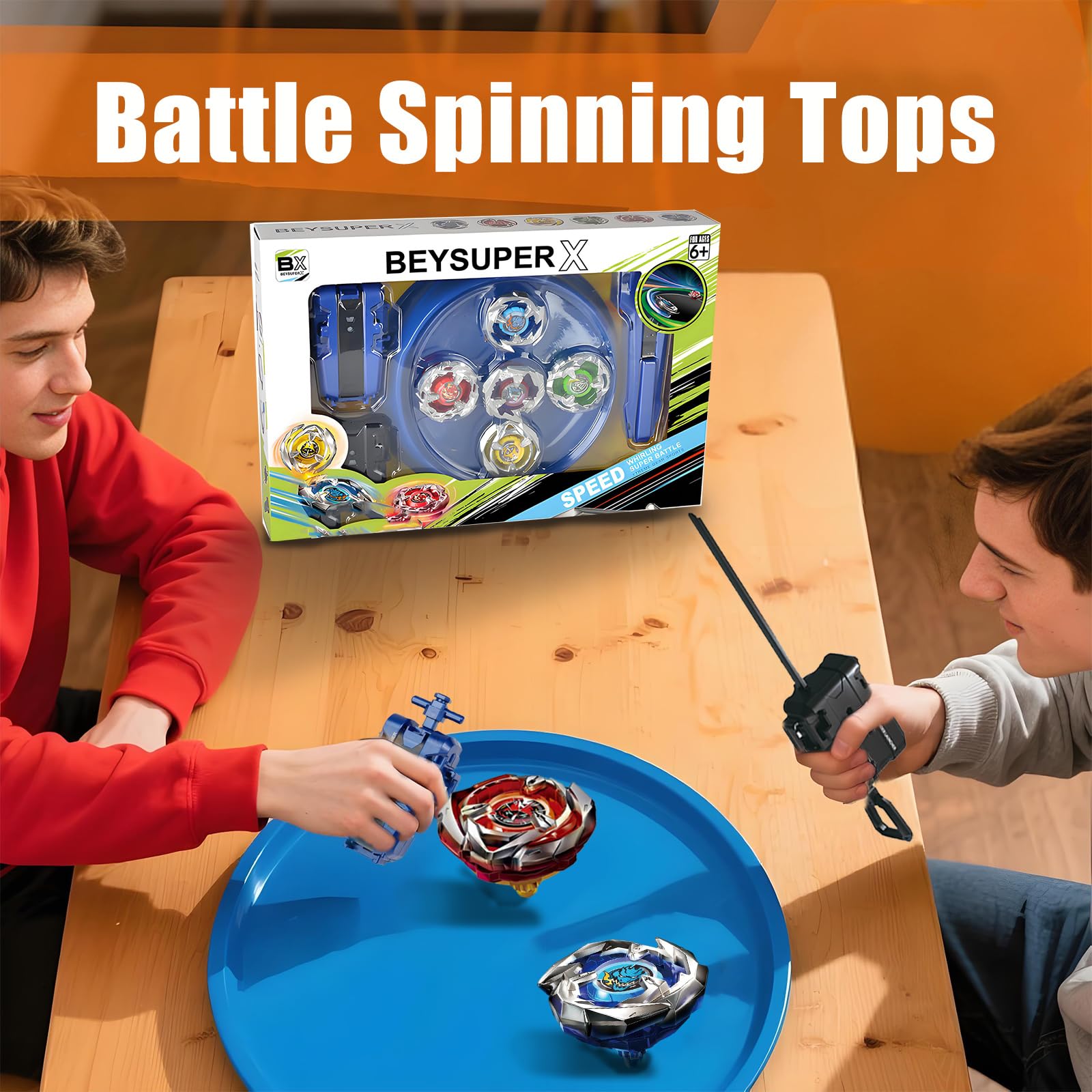 Combat X Toupies Set avec Arène, 5 Métal Toupies avec 2 Lanceurs et Poignée | Compatibles avec les Pièces BBX, Multijoueurs Combat Toupies pour Combat et Collection Jouets pour Filles et Garçons 6+ Ans