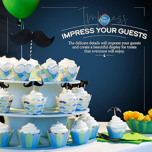 Miniatura 5 de The Smart Baker - Soporte de exhibición ajustable y reutilizable de 3 niveles para cupcakes y postres, color blanco - Capacidad para hasta 48