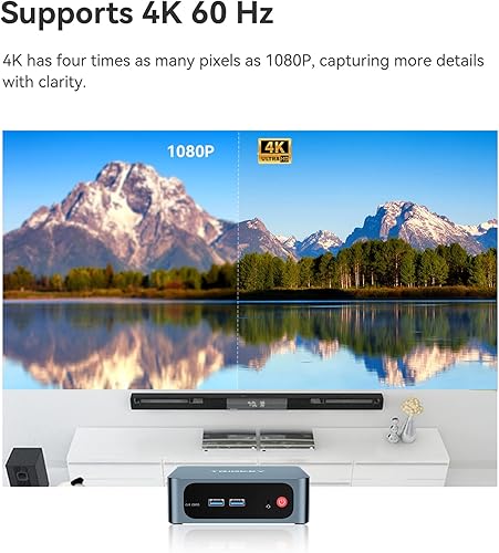 Miniatura 6 de Mini PC Intel Alder Lake-N100 (4C4T hasta 3.4 GHz) 16 GB DDR5 4800 Mhz 500 GB M.2 PCle SSD, Mini computadoras de escritorio compatibles con 4K