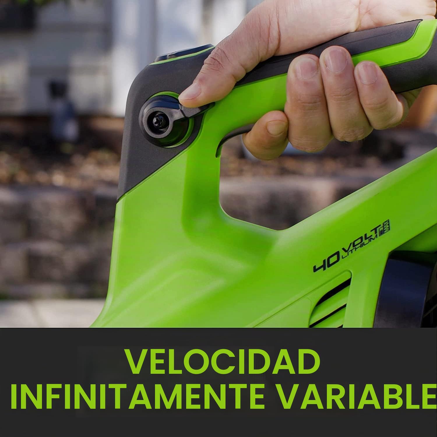 Greenworks 40V Soplador de Batería, Velocidad de Aire de 193 km/h, Volumen de Aire de 14,2m³ / min, Boquilla Ajustable, Velocidad Infinitamente Variable (con 2Ah Batería y Cargador)