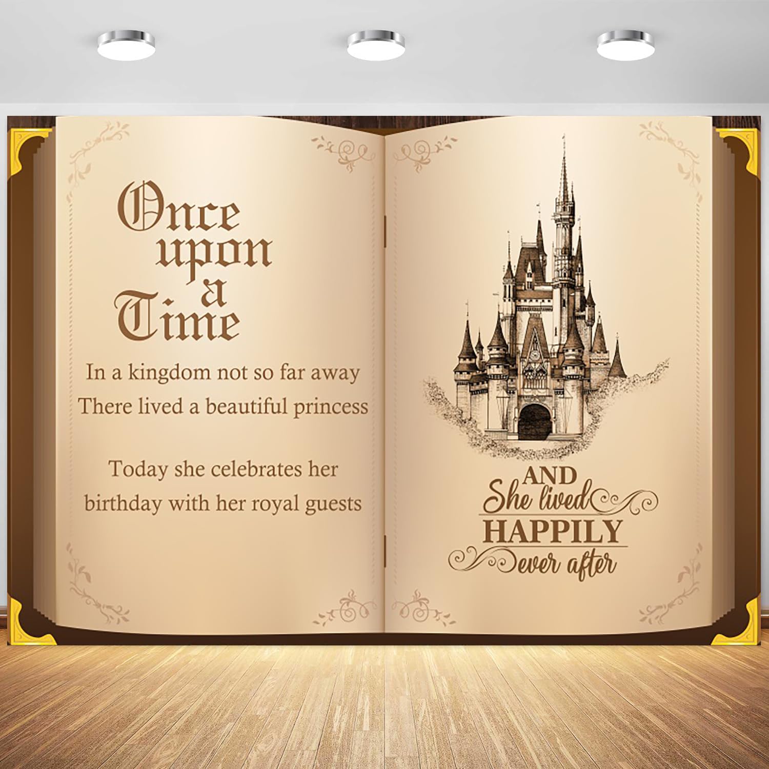 7x5ft Once Upon a Time Backdrop Fairtale Book Castle Princess Birthday Photography Background Girls Happy Birthday Party Banner Decorations Supplies