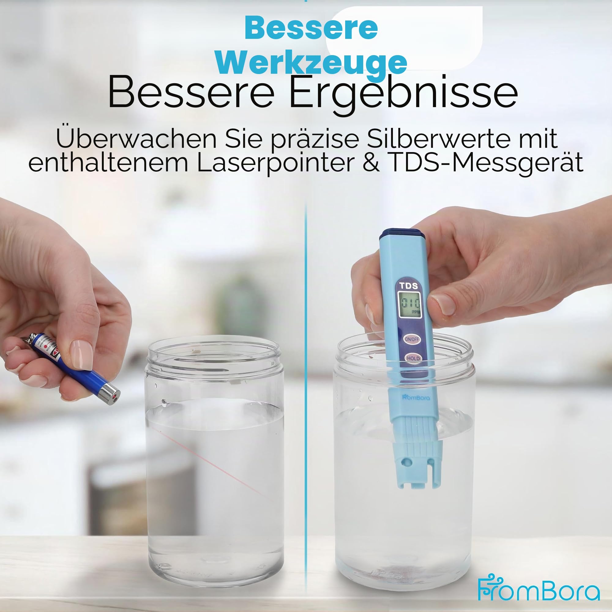 Kolloidales Silbergenerator-Kit - 99,99% reiner Silberdraht, TDS-Messgerät, Laser, Glas & Reisetasche - Konstantstrommaschine für echte Nanopartikel zu Hause