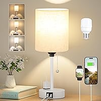 Vista 19 de Lámparas pequeñas beige de 3 niveles de brillo, 3000 K, 4000 K, 5000 K, lámparas de noche con puertos USB C y A, lámparas de mesa de cadena