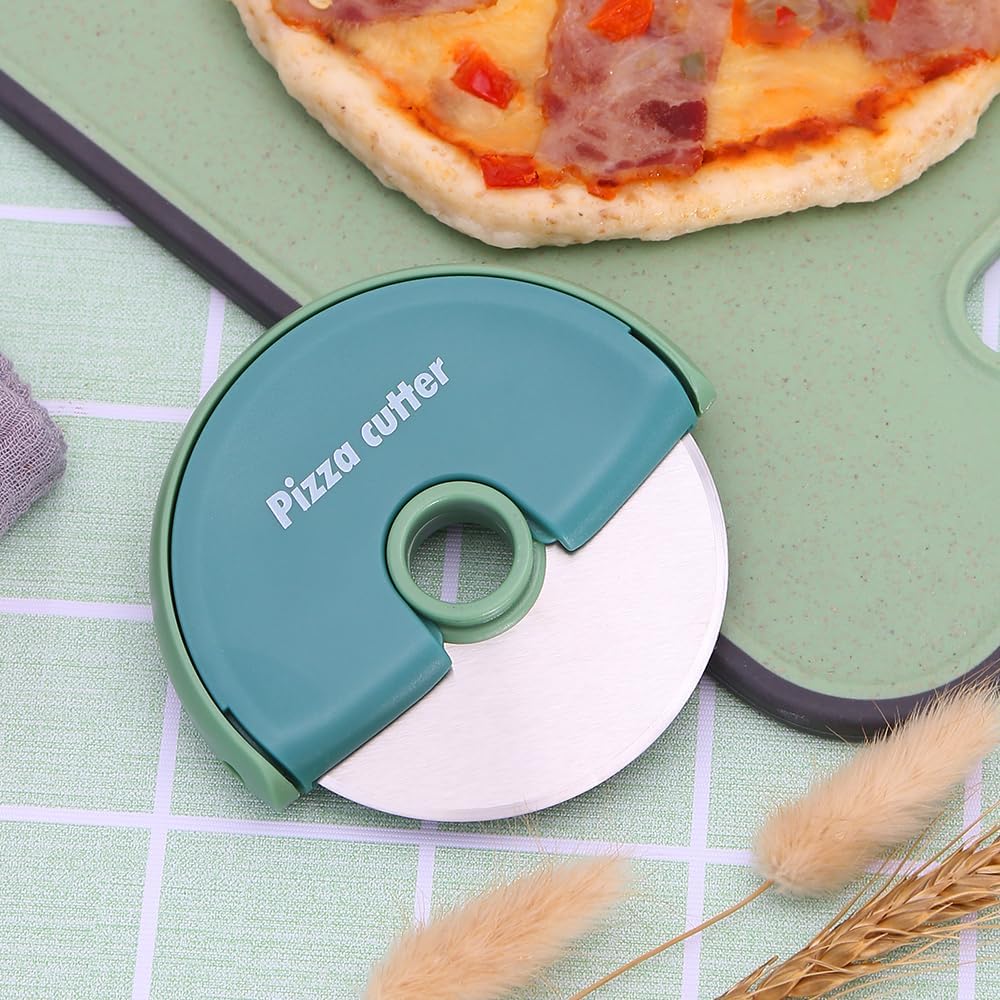 Generic Pizza cutter wheel with protective blade cover, easy to clean, dishwasher safe Handheld rolling pizza slicer (01), undefined