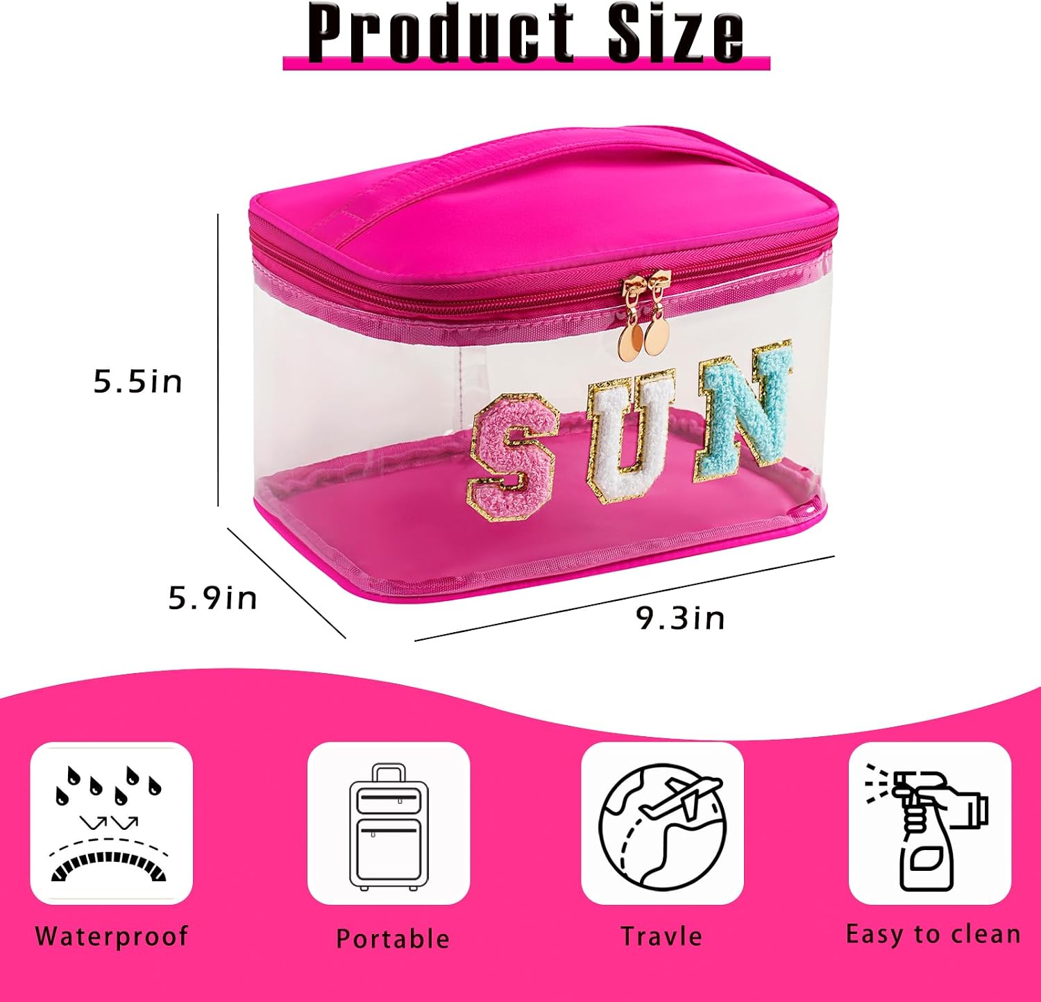 RSRSLEII Waterproof SUN Makeup Toiletry Bag 03 Hot Pink image 2