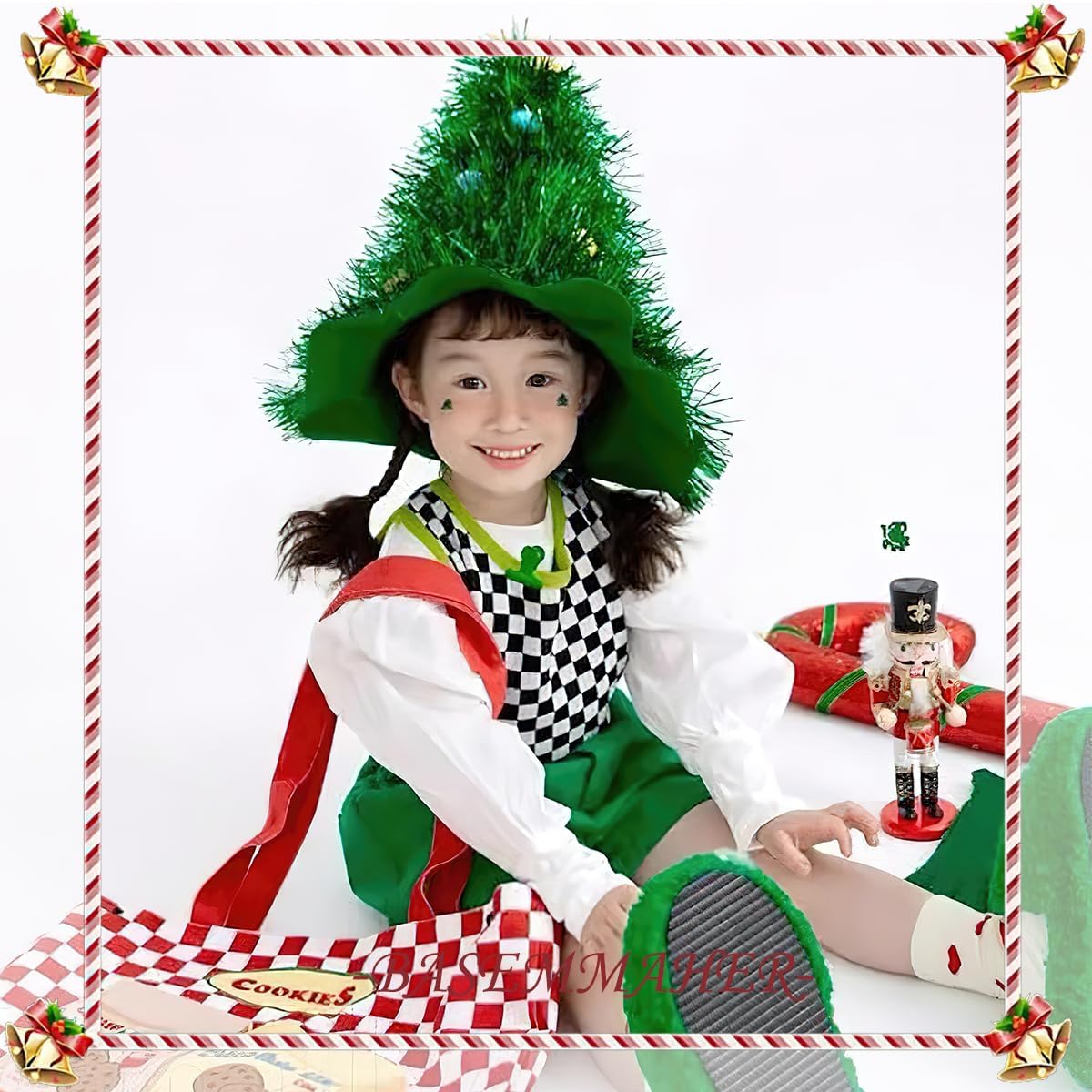 Christmas Hat Santa Green Christmas Tree Hat Shiny Tinsel Hat Non-Woven Fabric Rain Silk Glitter Christmas Tree Hat for Women Girls Adults Xmas Party Home Festival Holiday Costume Props