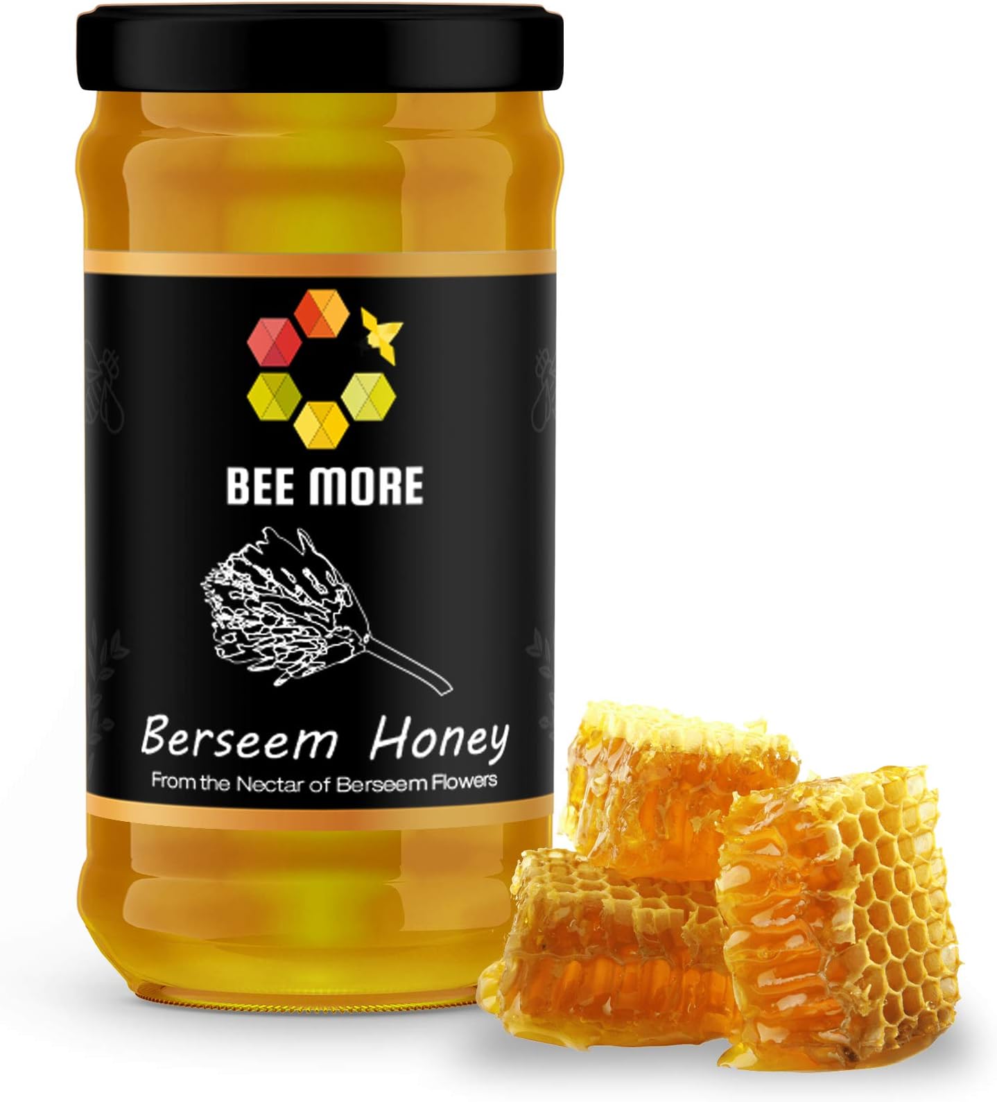 Bee More Berseem Honey (Free Dipper) Pure, Antibacterial, Cold Pressed & Unpasteurized, Natural Honey (500 gm)
