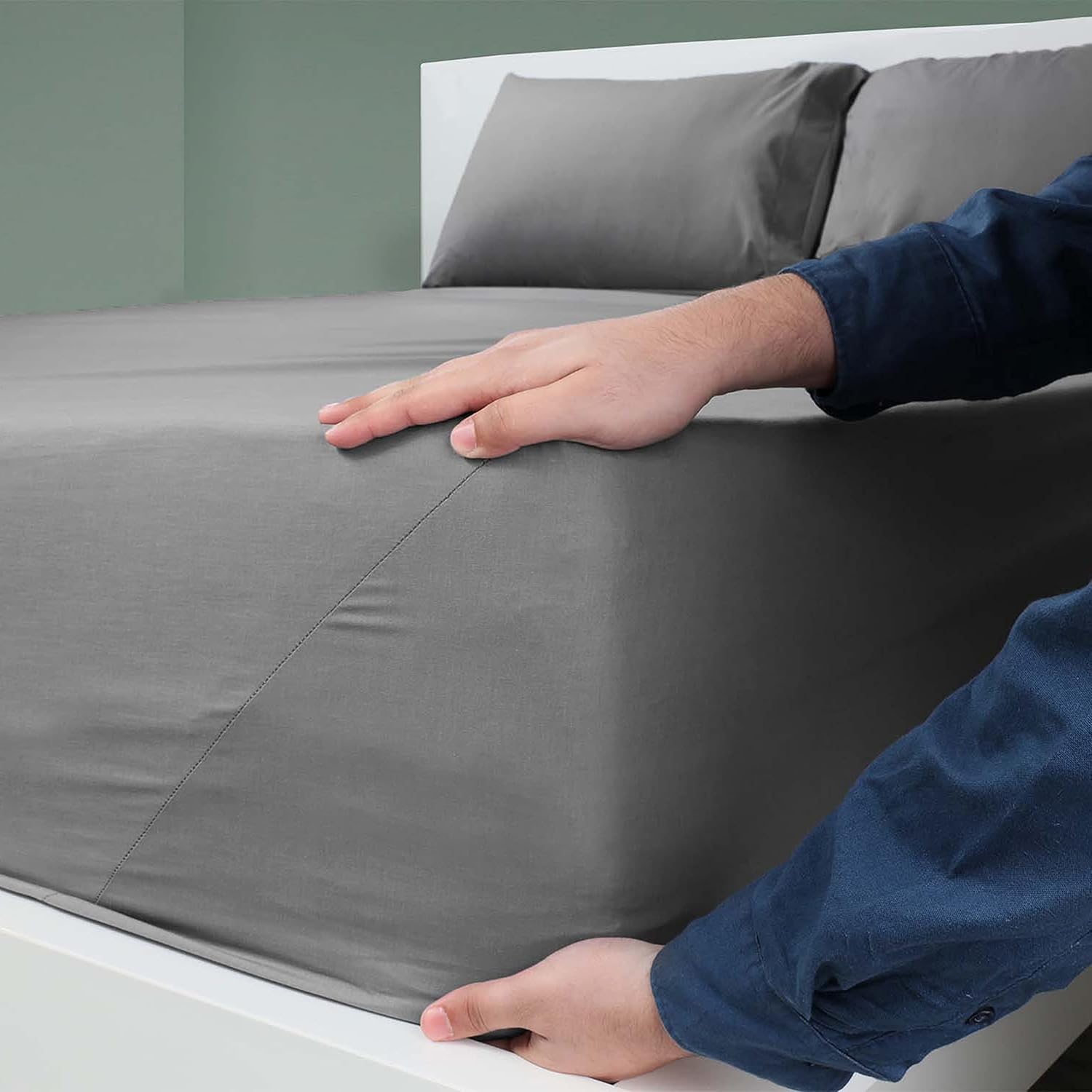 2 Pack Standard Pillow Cases – Soft Breathable Pillow Covers – Brushed Cotton Rich Blend – Wrinkle Resistant – Durable – Easy Care Pillow Cases - Set of 2 – Gray