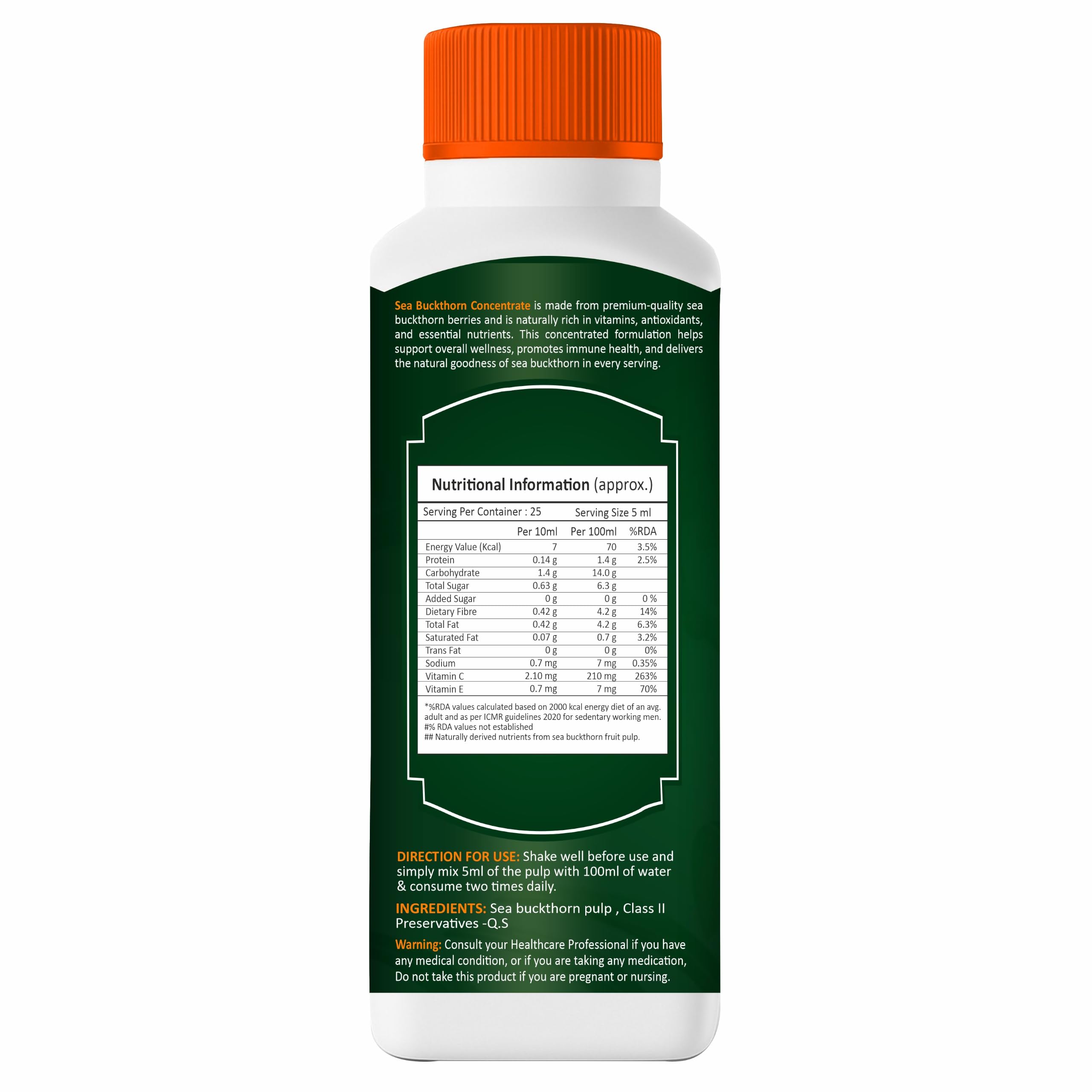 Himalayan Sea Buckthorn Concentrate - 99.9% Pure Pulp, Highest Omega-7, Rich in Vitamin C & Antioxidants, Vegan Omega Source, No Sugar Added, 50 Servings — Amazon image 6
