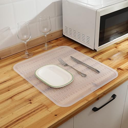 Miniatura 87 de Tapete de silicona para secado de platos para múltiples usos, fácil de limpiar, ecológico, resistente al calor, tapete de silicona para encimera