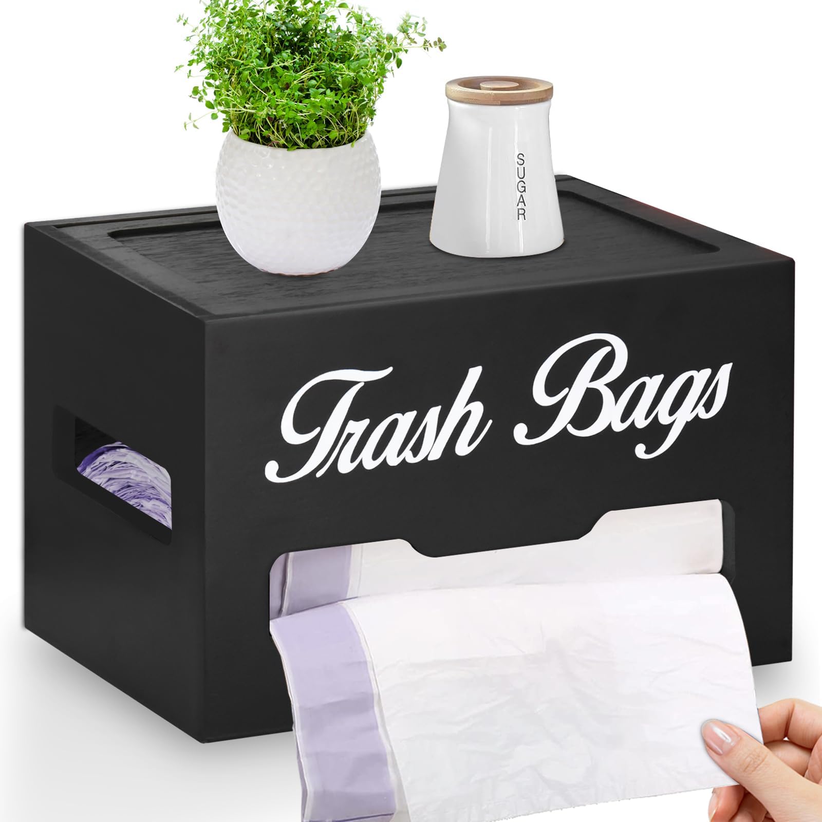 2in1 Black Grocery Bag Holder Trash Bag Dispenser Trash