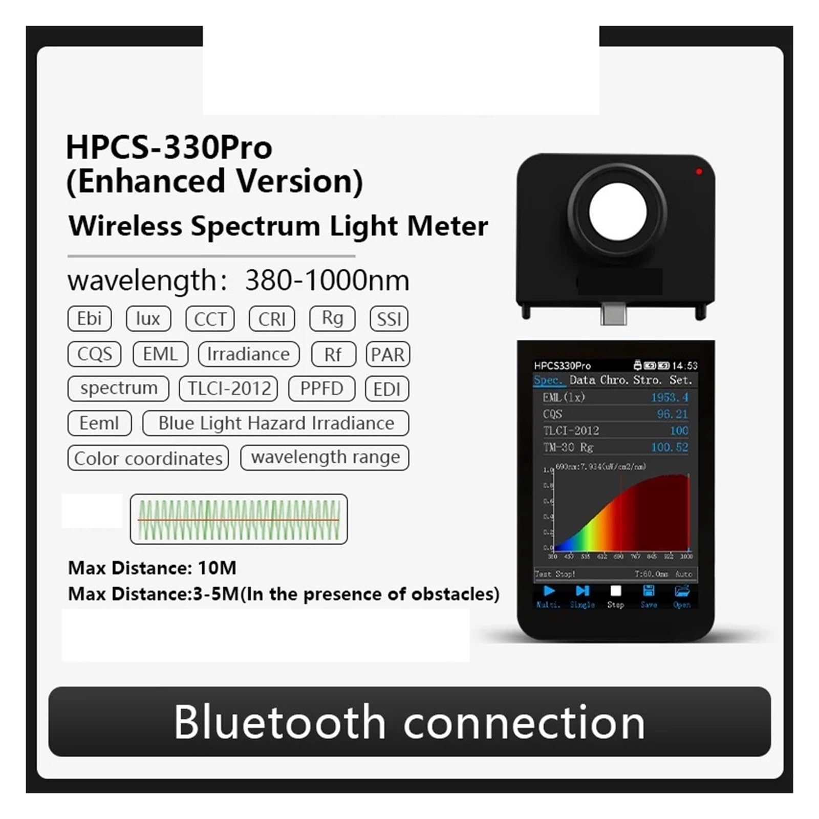 Handspektrometer, HPCS330Pro 380-1000 nm Lichtspektrometer