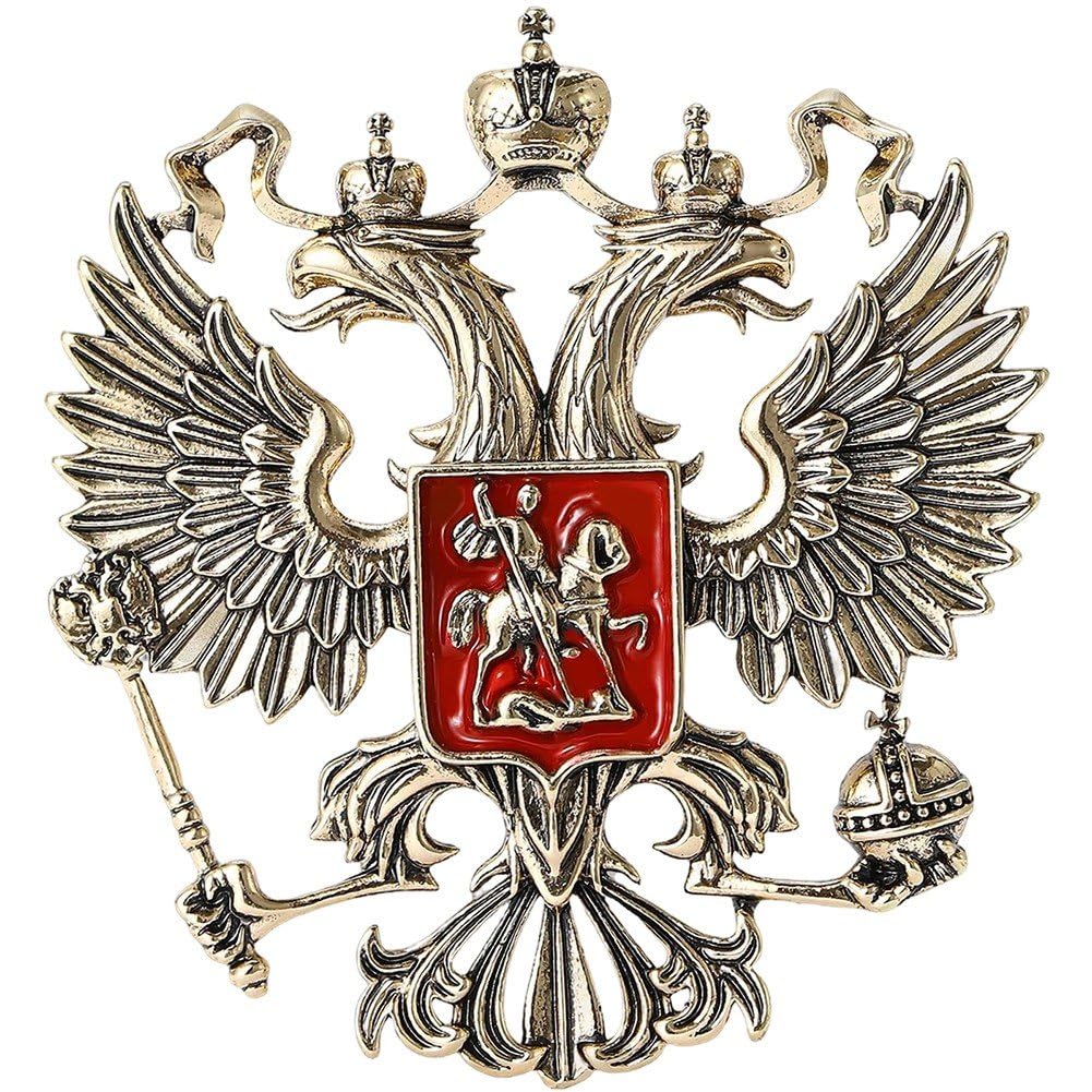 Luxylei Women's Gold Vintage Russian Coat Of Arms Double-Headed Eagle Brooch Pin National Symbol Jewelry For Men Lapel Scarf Hat Bag Badge