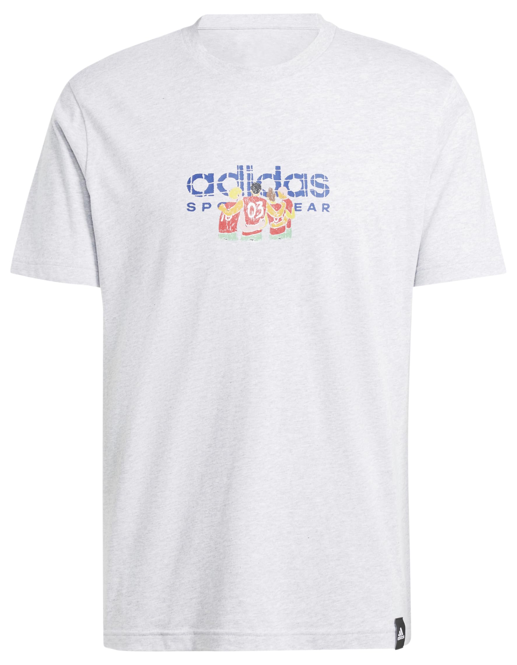 adidas Men's Codes Linear Graphic TEE, Light Grey Heather, L