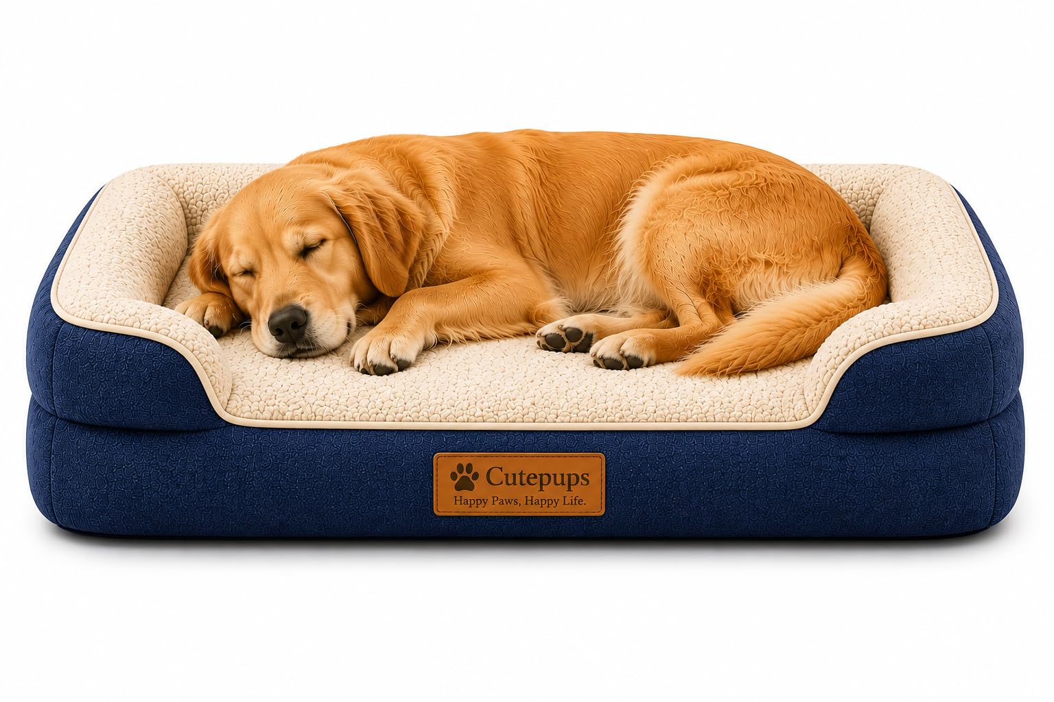 Cutepups Navy Blue Premium Orthopedic Dog Bed Large Size (L) – Supportive Washable Sofa Bed for Dogs
